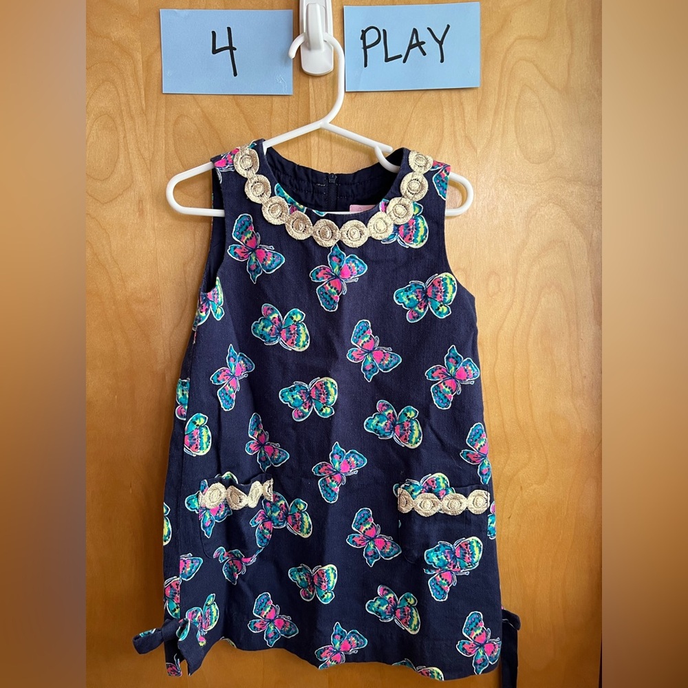 Lilly Pulitzer Black Dress with Colorful Butterfly Print